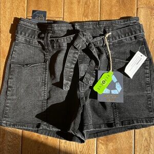 Indigo Rein Black Jean Shorts with Tie Belt